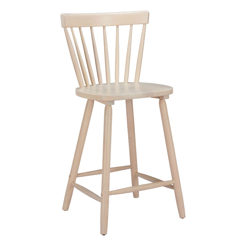 Beige wooden bar stool on a white background