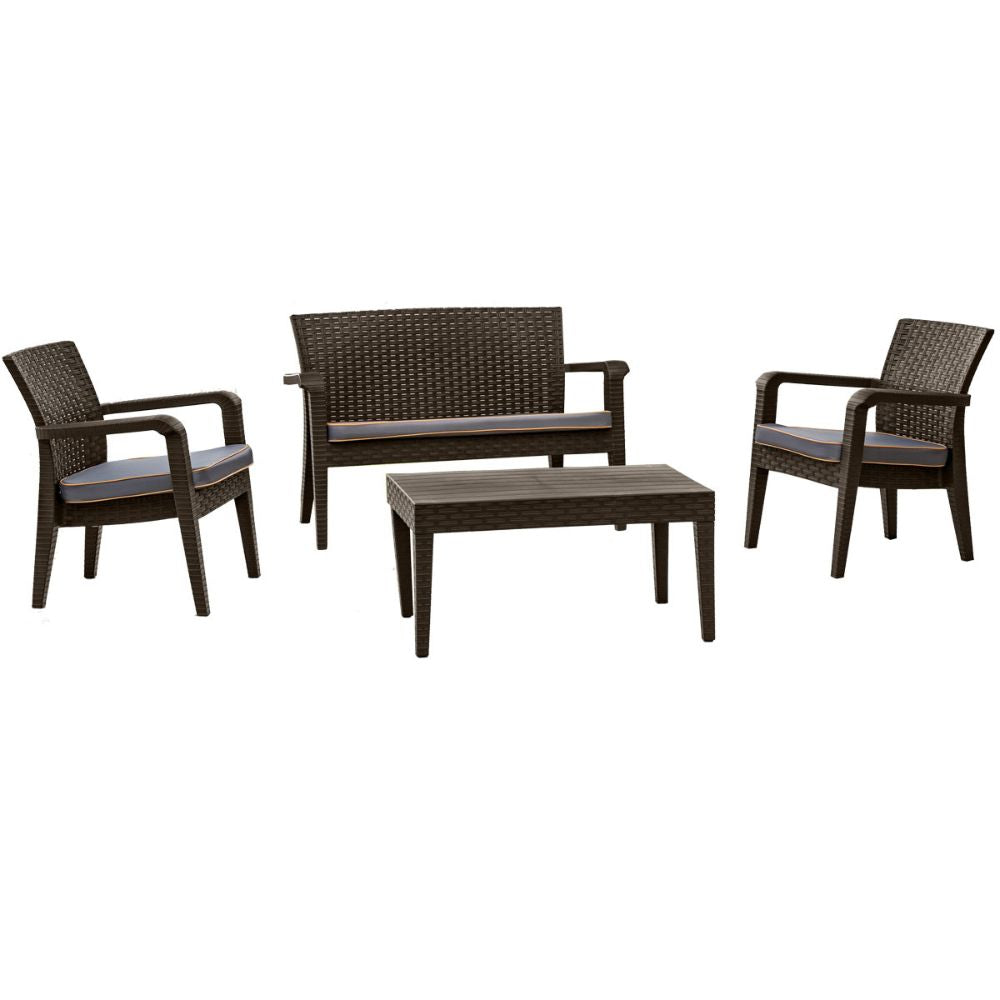 Alaska 4-Piece Seating Set with Cushions-Brown