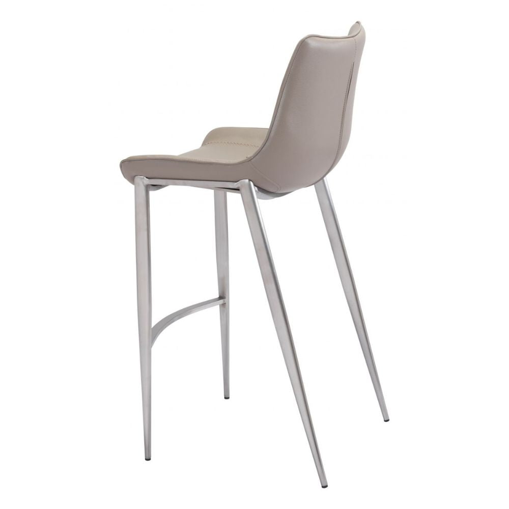 Magnus Barstool (Set of 2) Brown & Silver