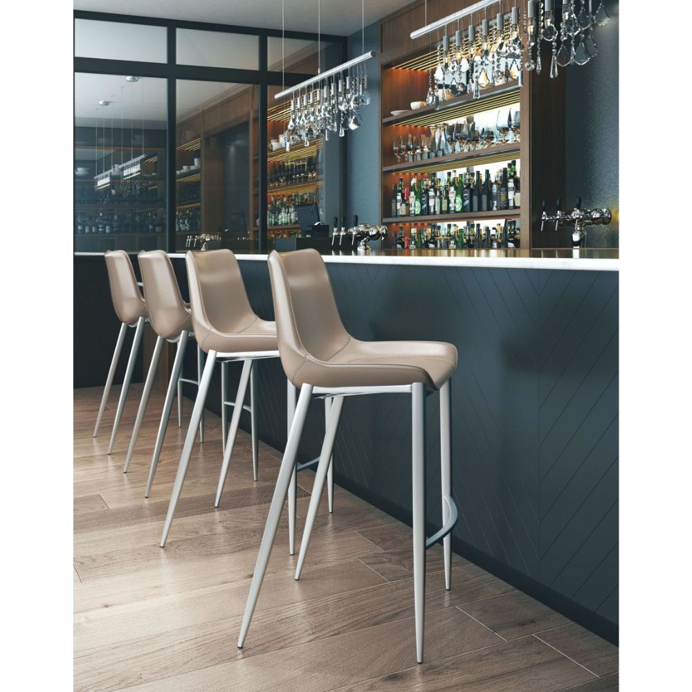 Magnus Barstool (Set of 2) Brown & Silver