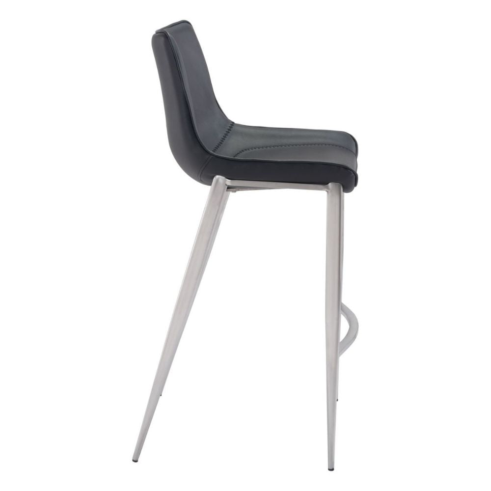 Magnus Barstool (Set of 2) Black & Silver