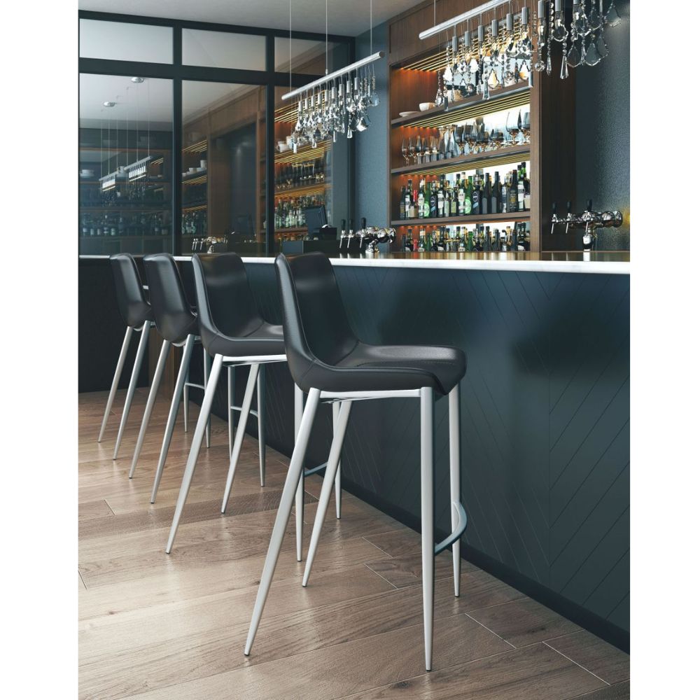 Magnus Barstool (Set of 2) Black & Silver