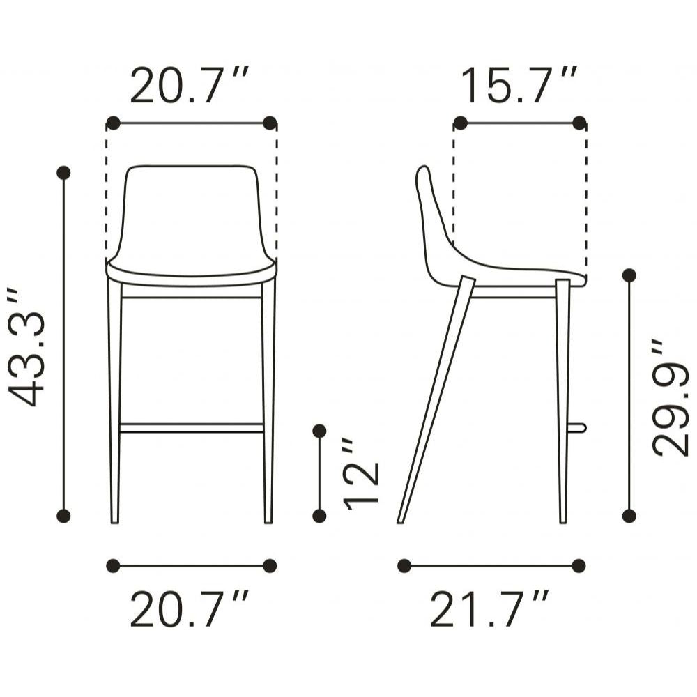 Magnus Barstool (Set of 2) Black & Silver