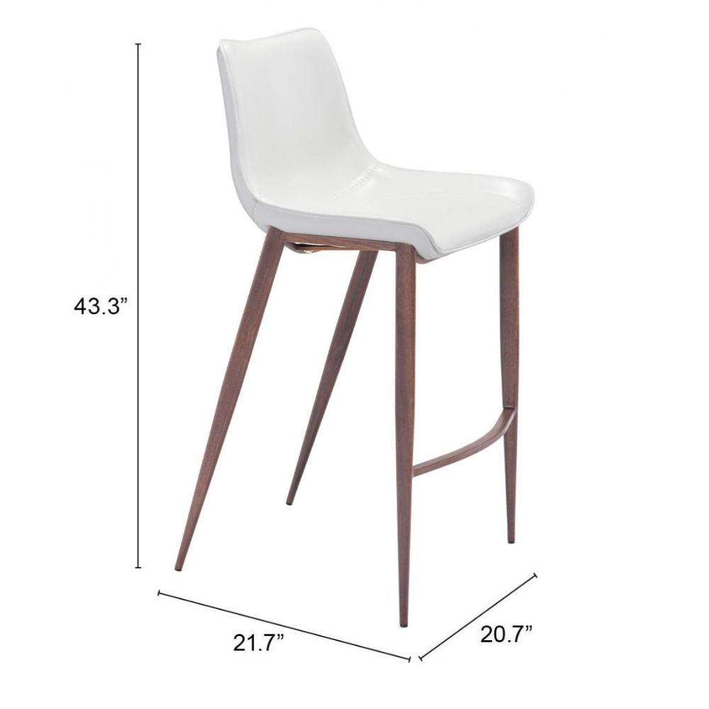 Magnus Barstool (Set of 2) White & Walnut
