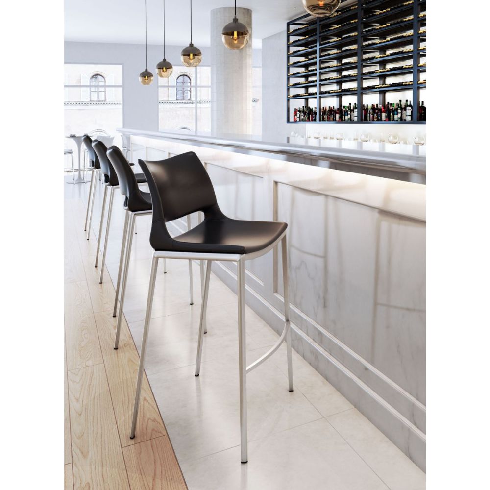 Ace Barstool (Set of 2) Light Pink & Silver