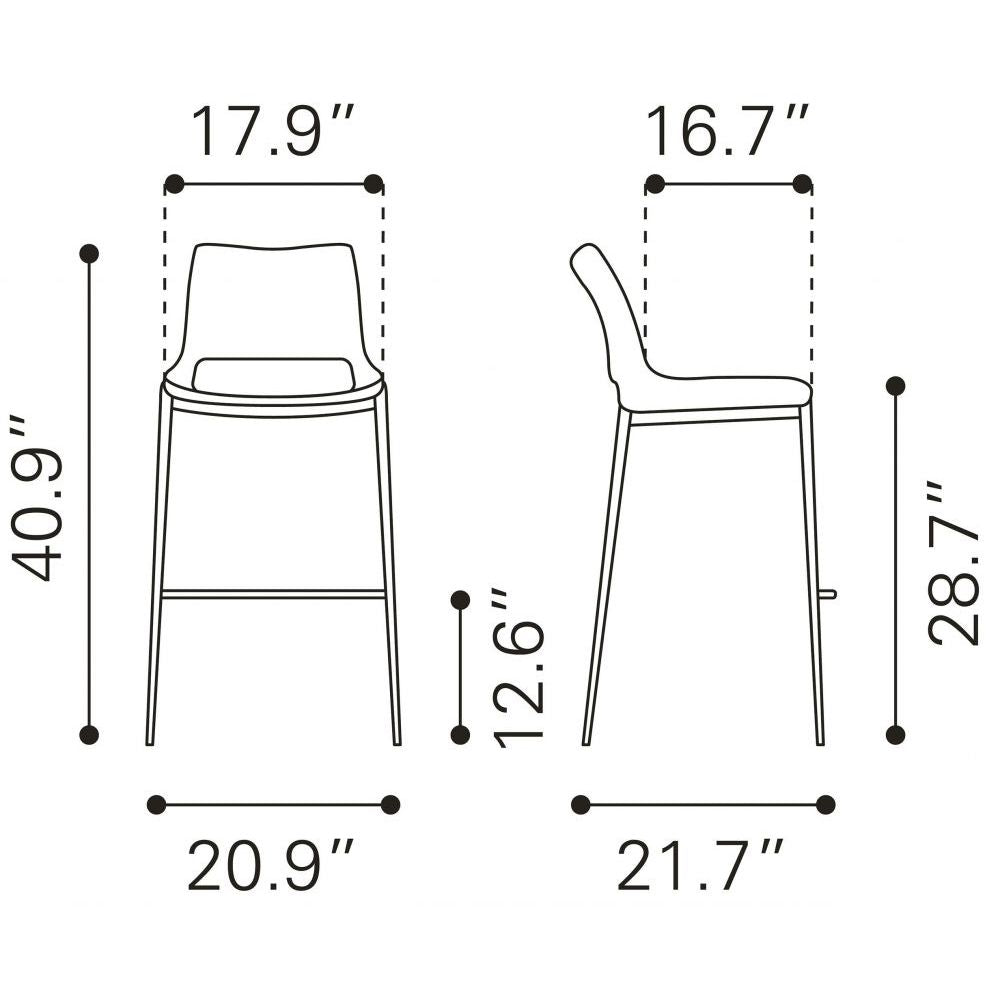 Ace Barstool (Set of 2) Light Pink & Silver