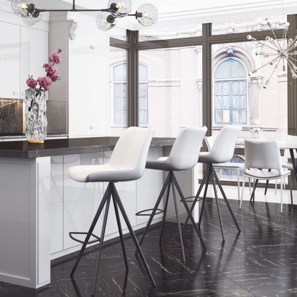 Aki Barstool (Set of 2) White & Black