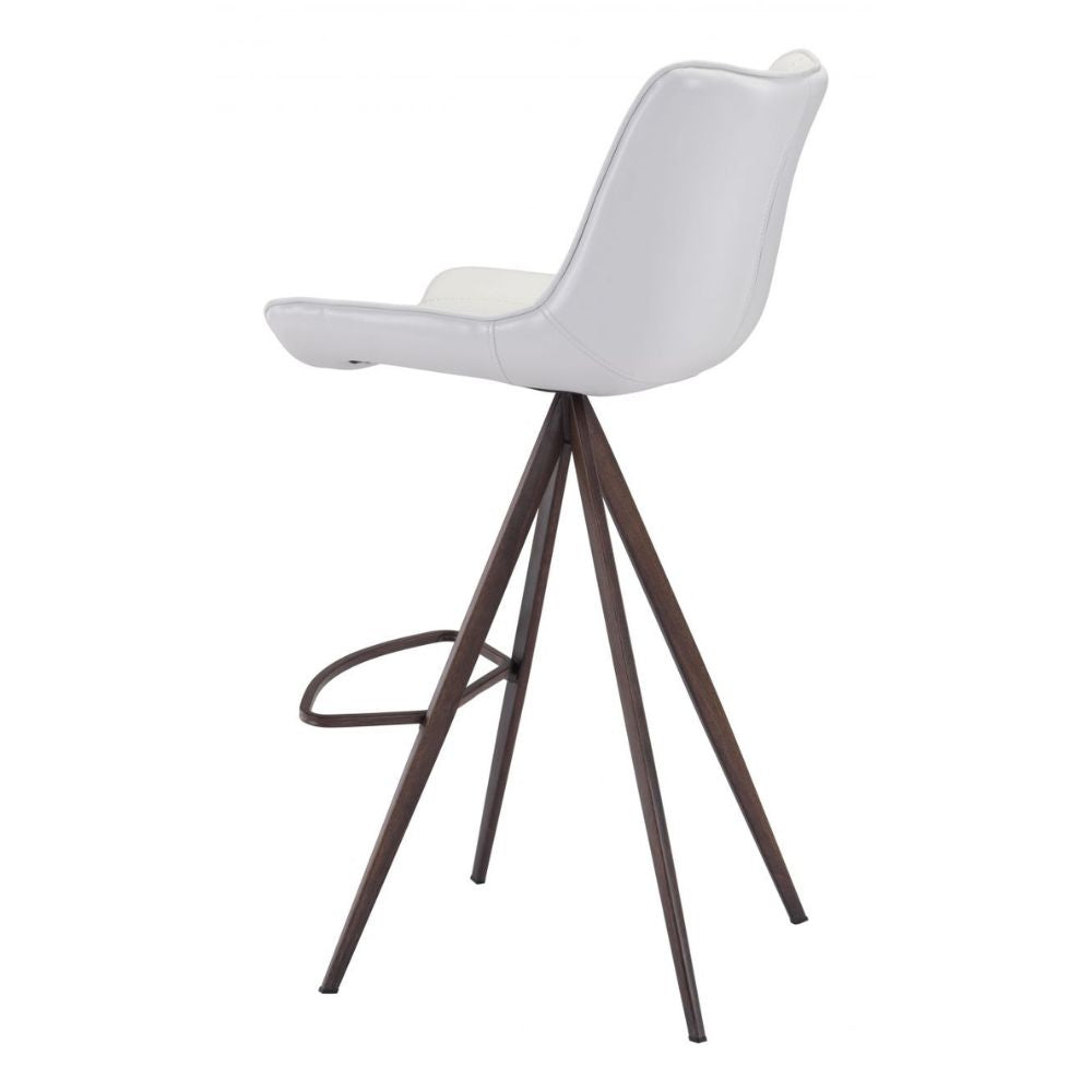 Aki Barstool (Set of 2) White & Walnut