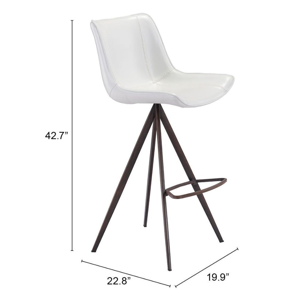 Aki Barstool (Set of 2) White & Walnut