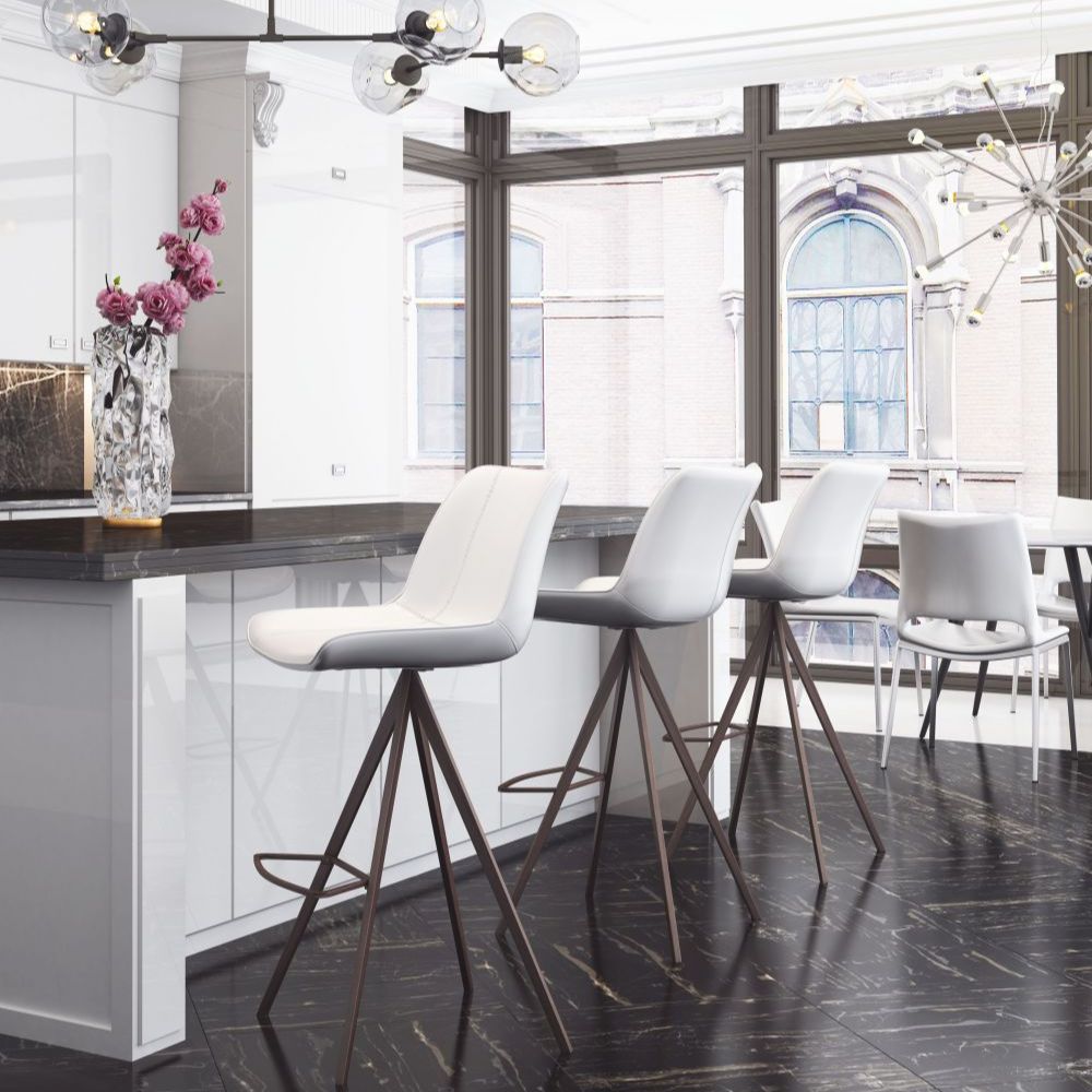 Aki Barstool (Set of 2) White & Walnut