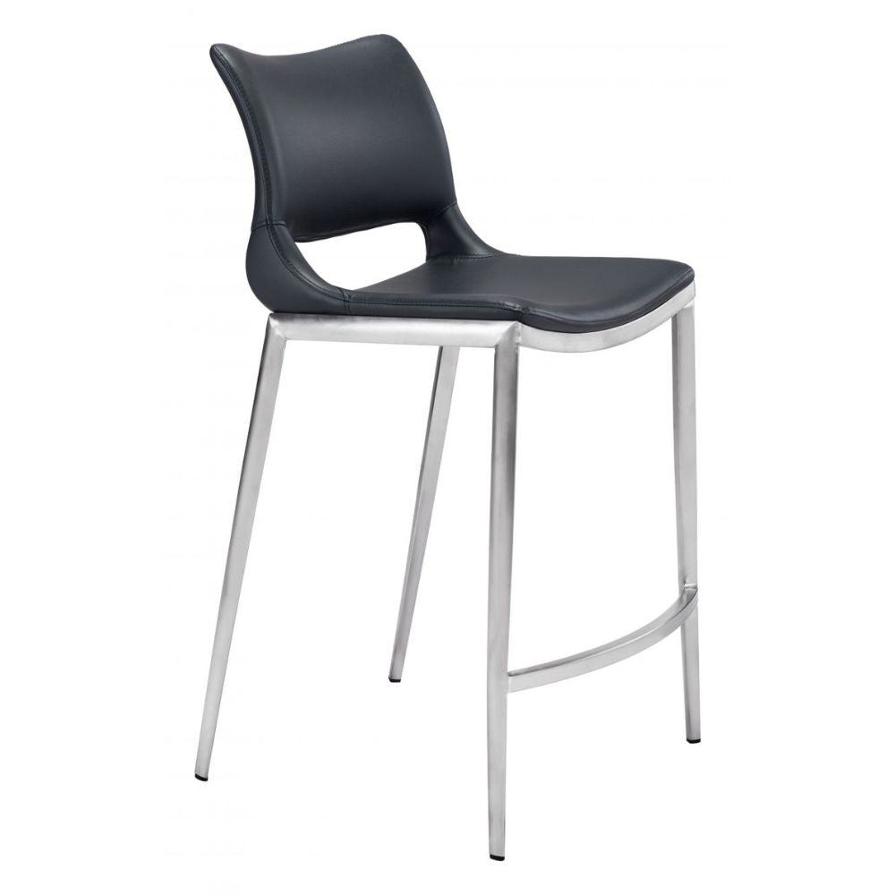 Ace Counter Stool (Set of 2) Black & Silver