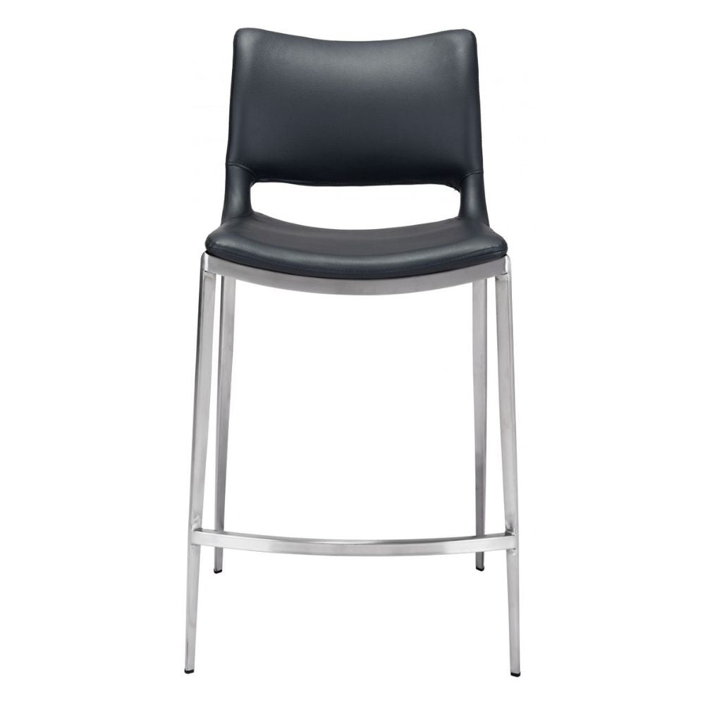 Ace Counter Stool (Set of 2) Black & Silver