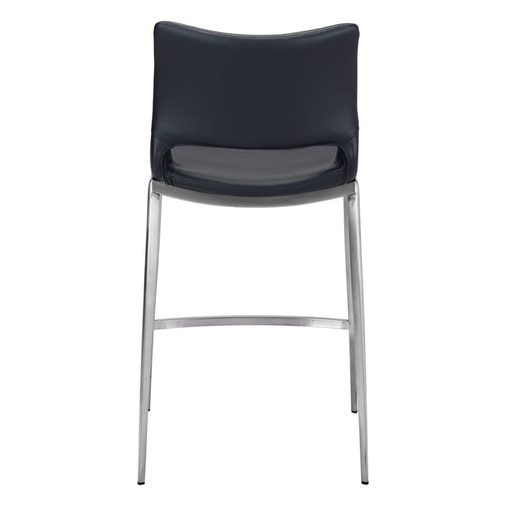 Ace Counter Stool (Set of 2) Black & Silver