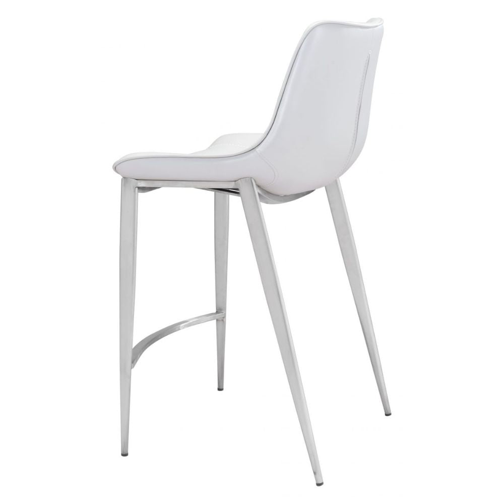 Magnus Counter Stool (Set of 2) White & Silver