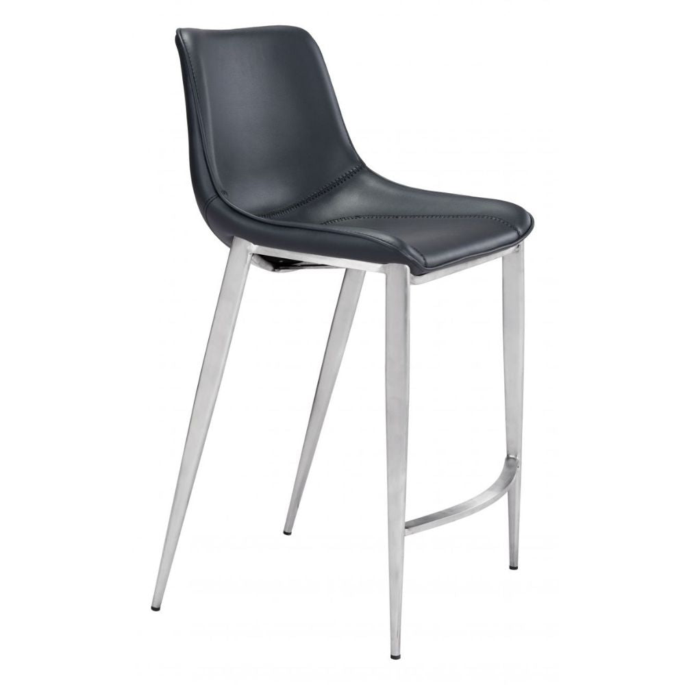 Magnus Counter Stool (Set of 2) Black & Silver