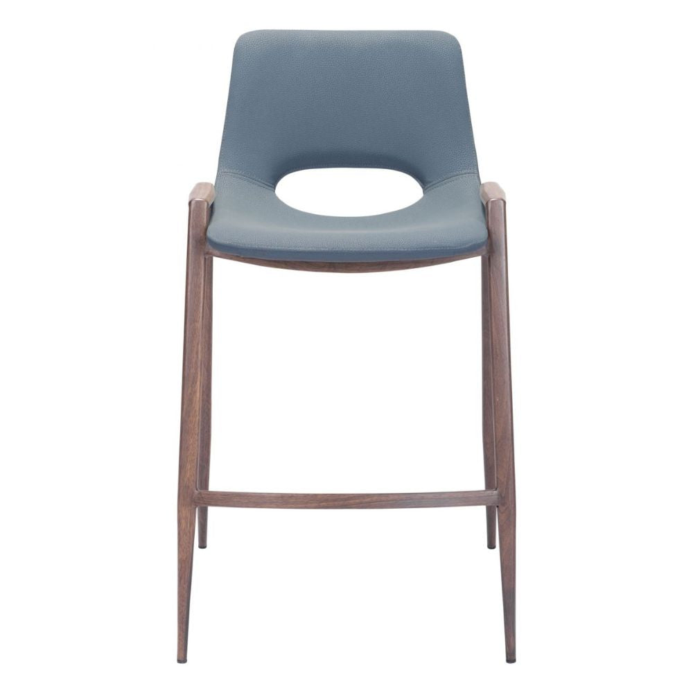 Desi Counter Stool (Set of 2) Azure Gray & Walnut
