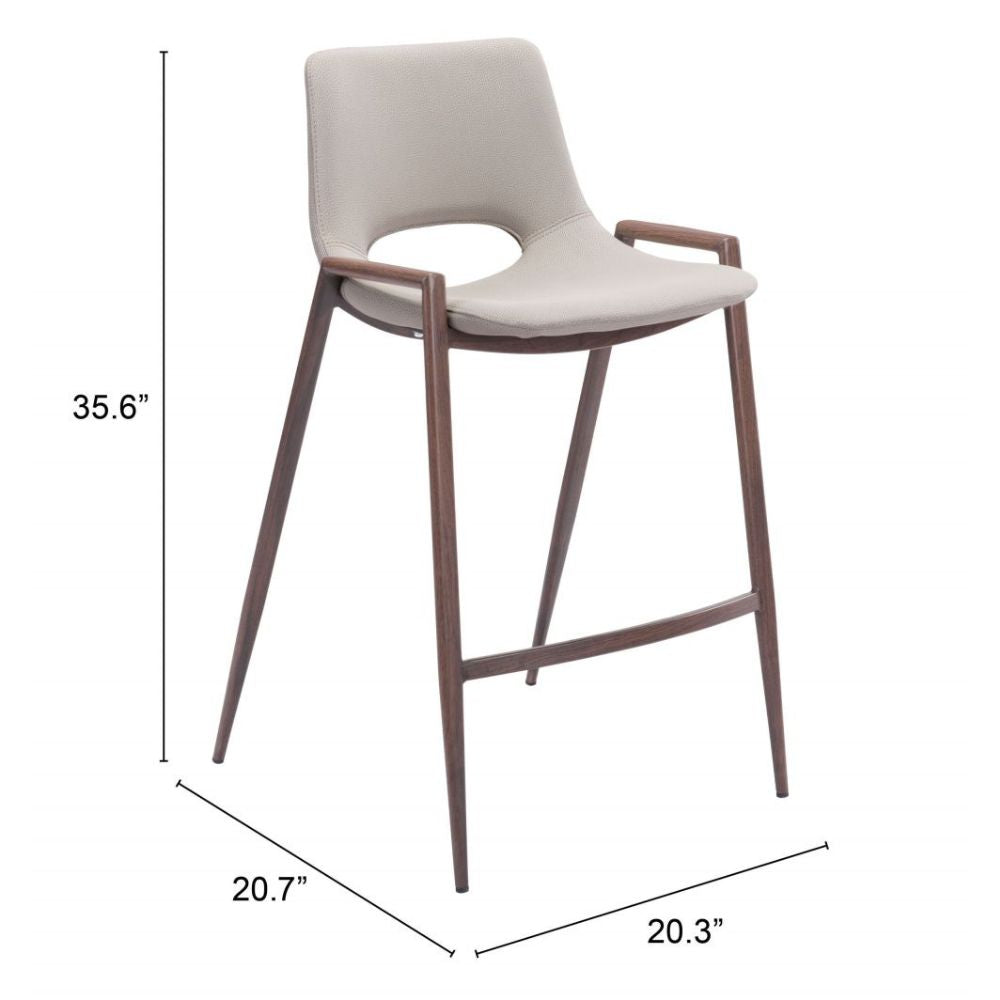 Desi Counter Stool (Set of 2) Beige & Walnut