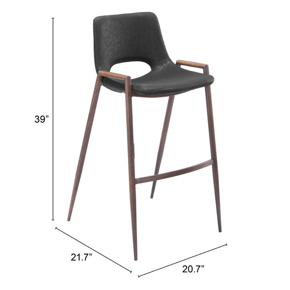 Desi Barstool (Set of 2) Black & Walnut