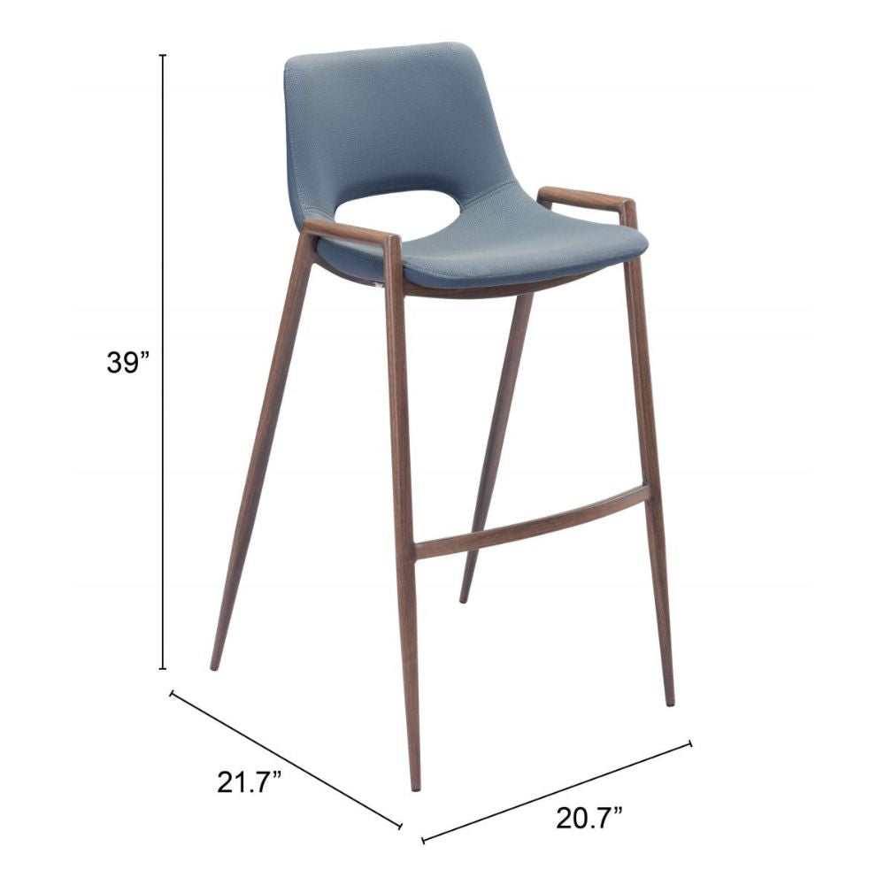 Desi Barstool (Set of 2) Azure Gray & Walnut