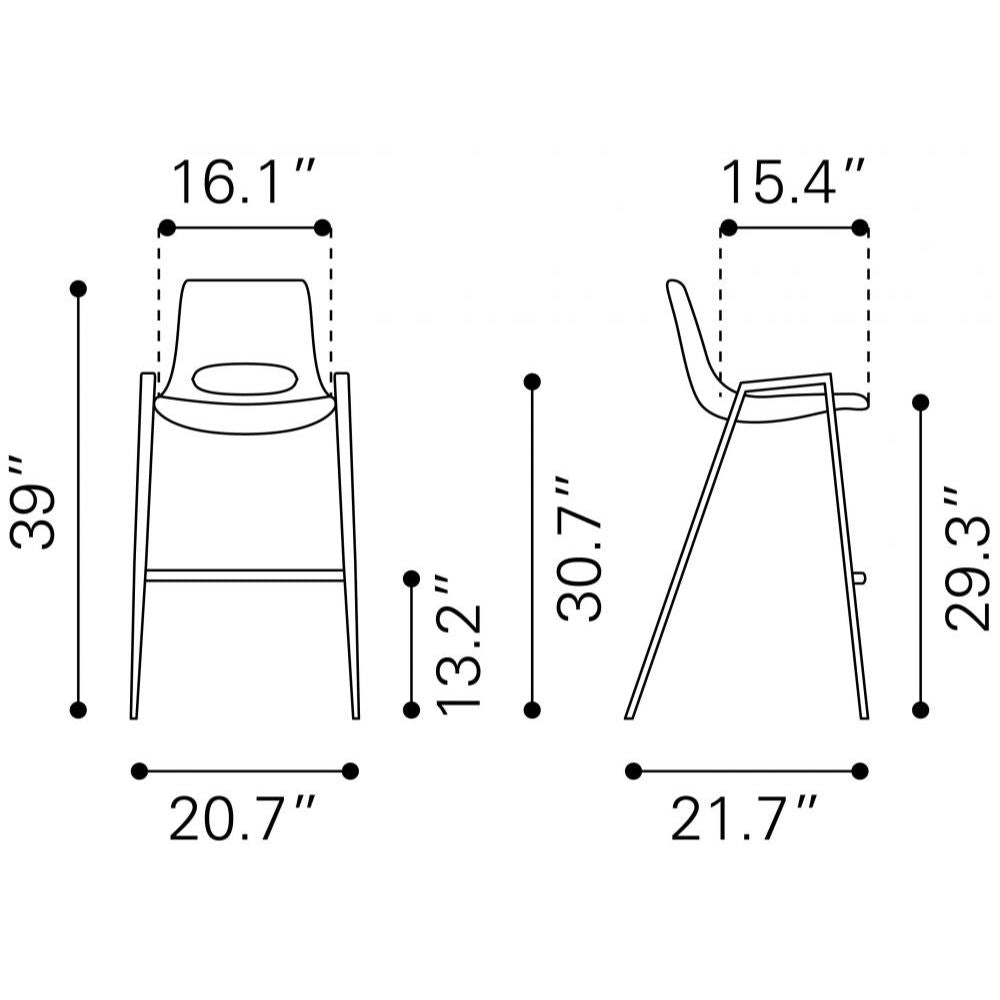 Desi Barstool (Set of 2) Azure Gray & Walnut