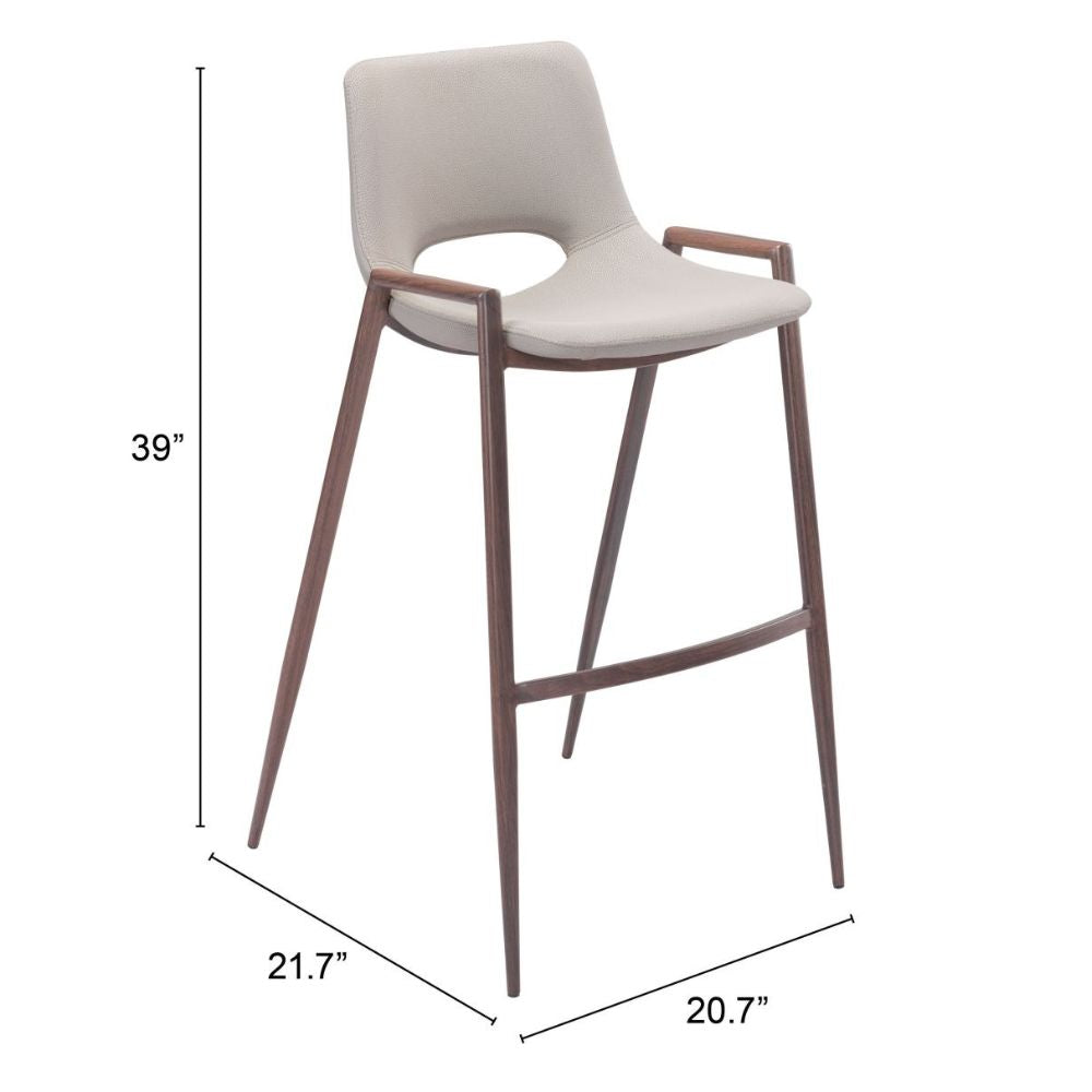 Desi Barstool (Set of 2) Beige & Walnut