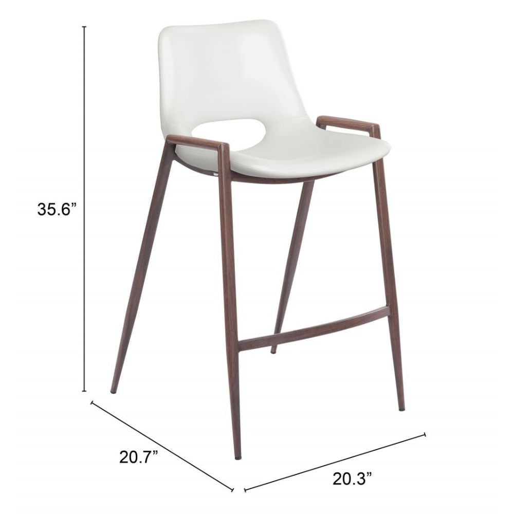 Desi Counter Stool (Set of 2) White & Walnut