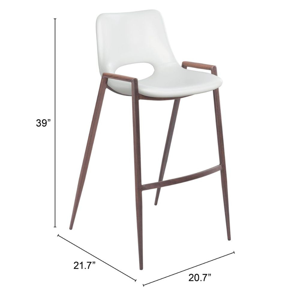 Desi Barstool (Set of 2) White & Walnut