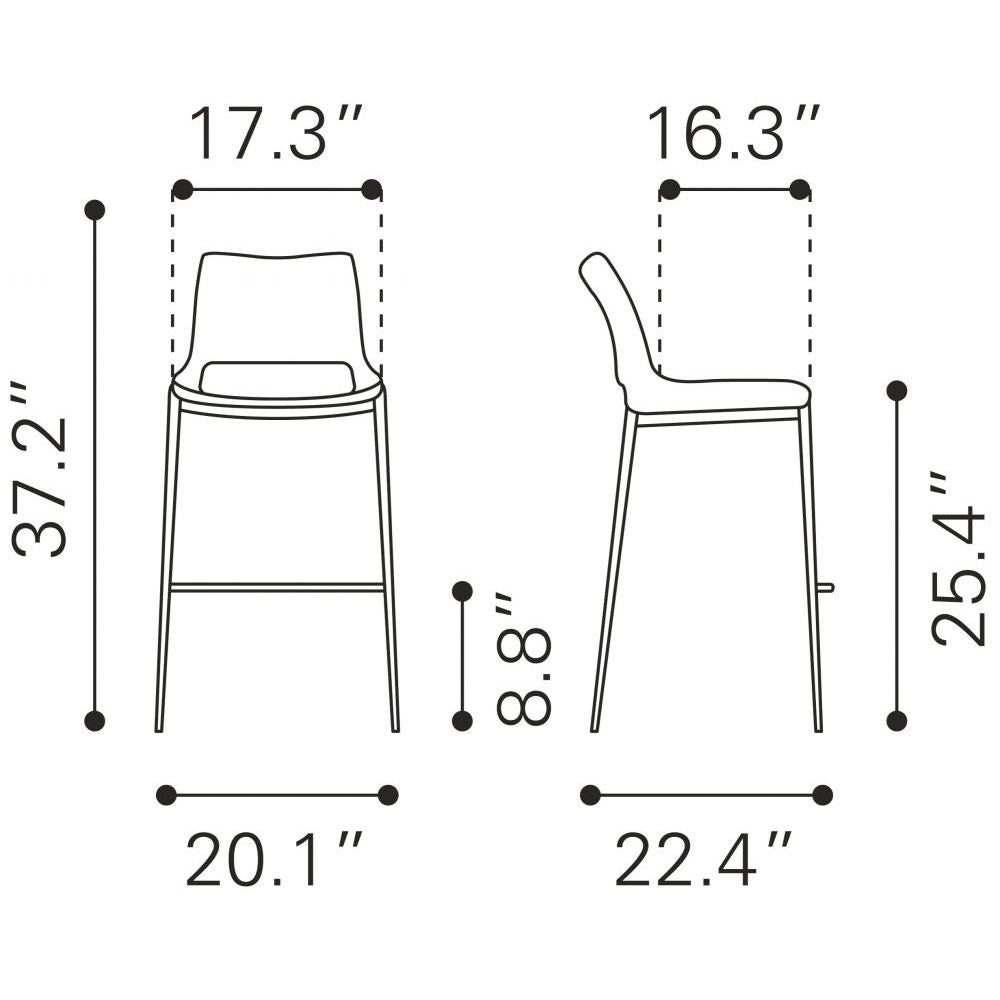 Ace Counter Stool (Set of 2) Dark Gray & Walnut