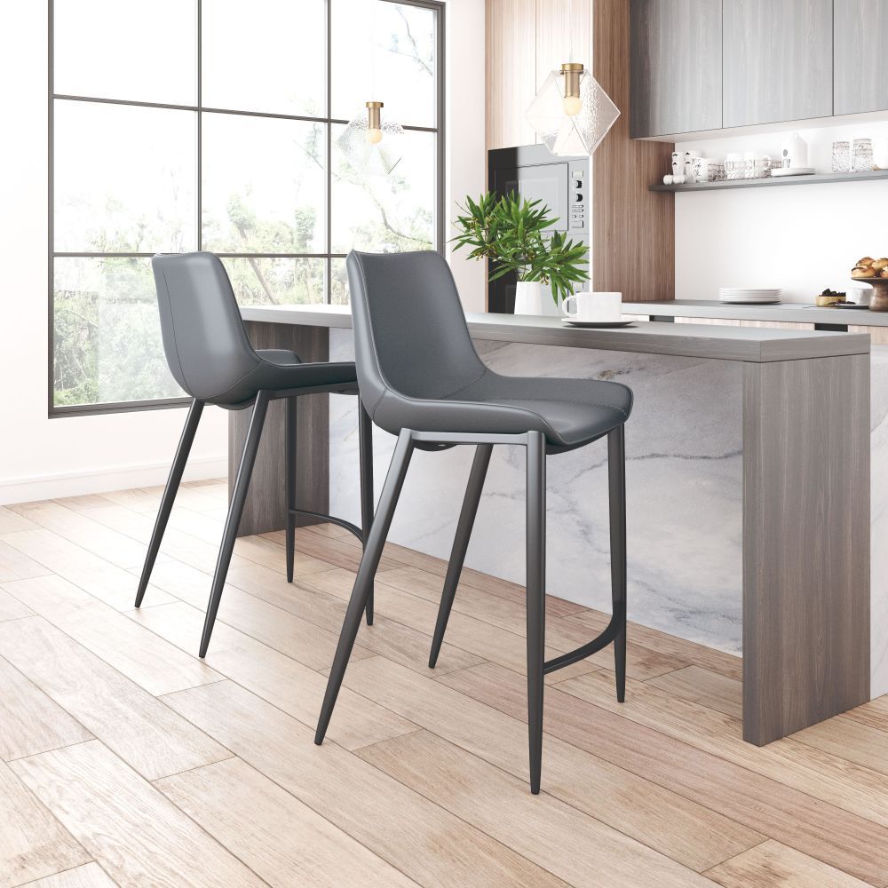 Magnus Barstool (Set of 2) Dark Gray & Black