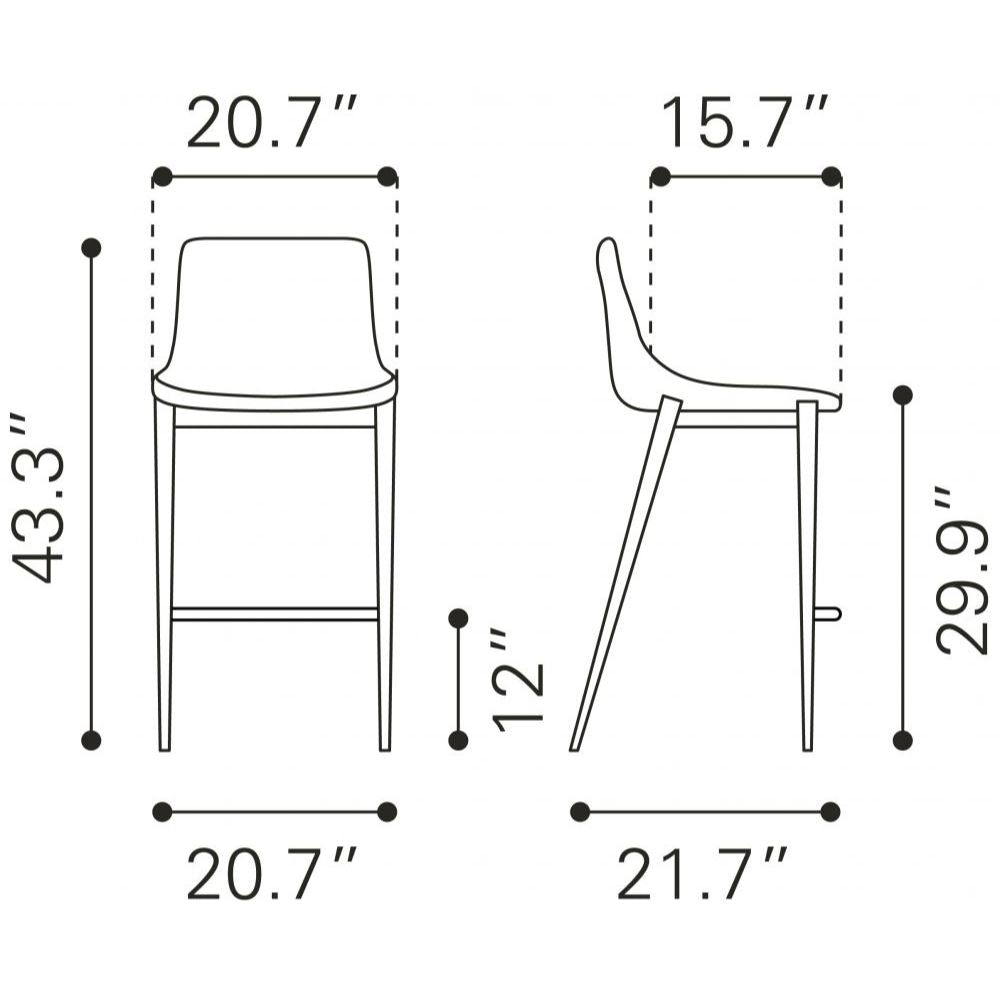 Magnus Barstool (Set of 2) Dark Gray & Black