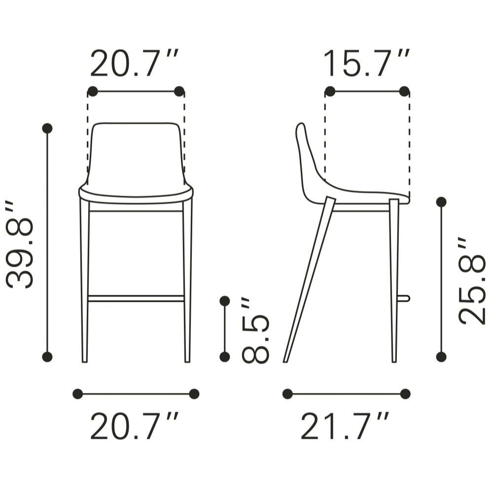 Magnus Counter Stool (Set of 2) Dark Gray & Black