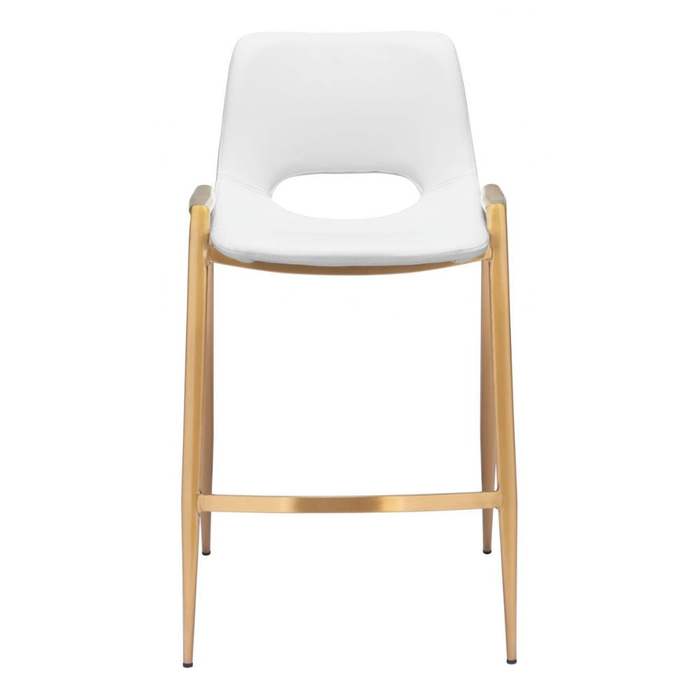 Desi Counter Stool (Set of 2) White & Gold