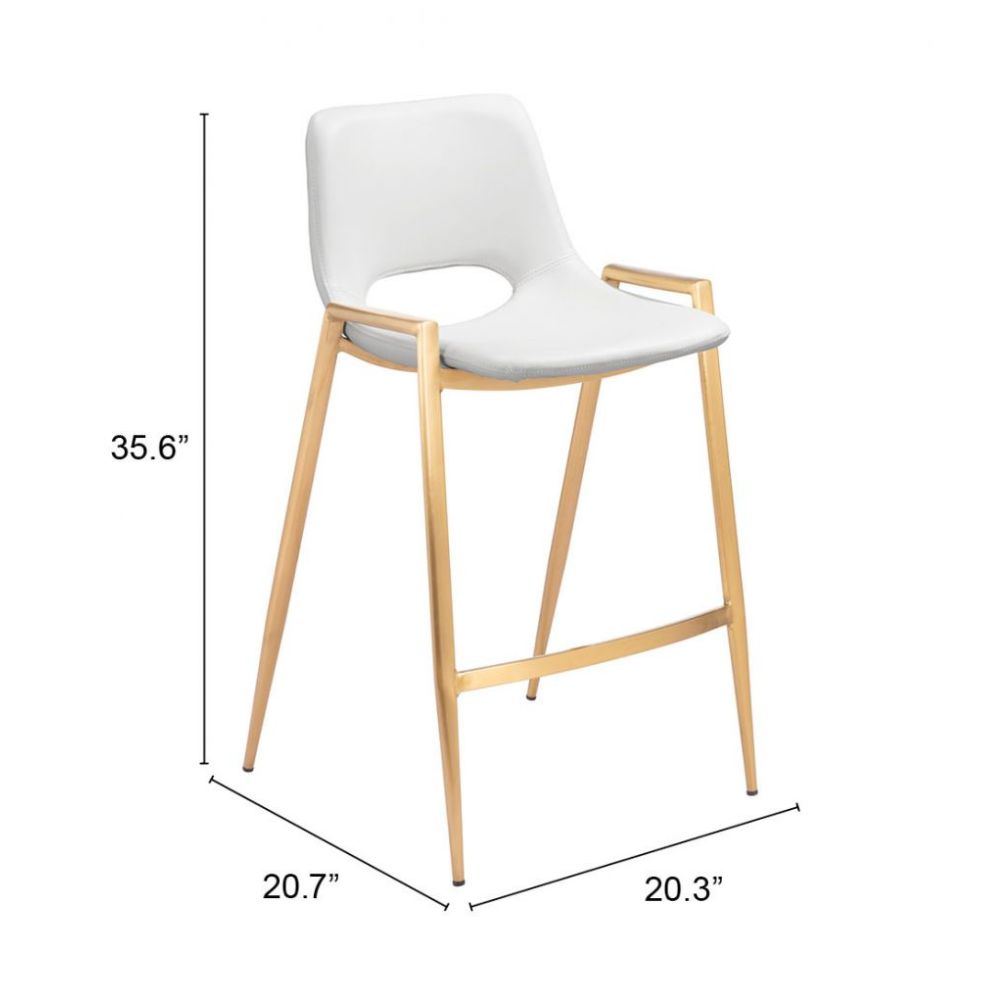 Desi Counter Stool (Set of 2) White & Gold