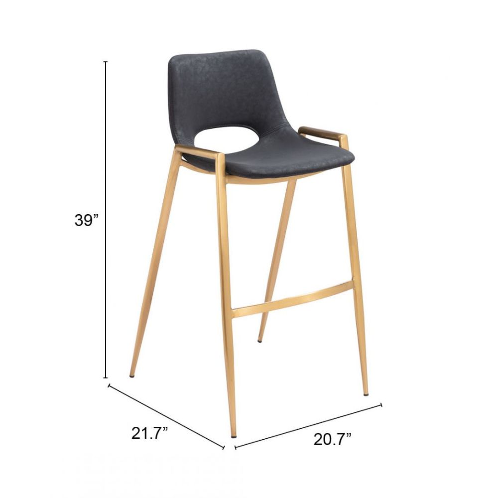 Desi Barstool (Set of 2) Black & Gold