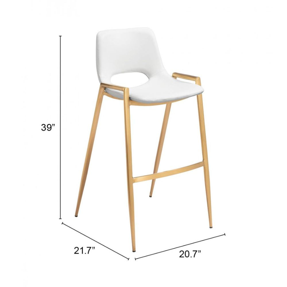 Desi Barstool (Set of 2) White & Gold