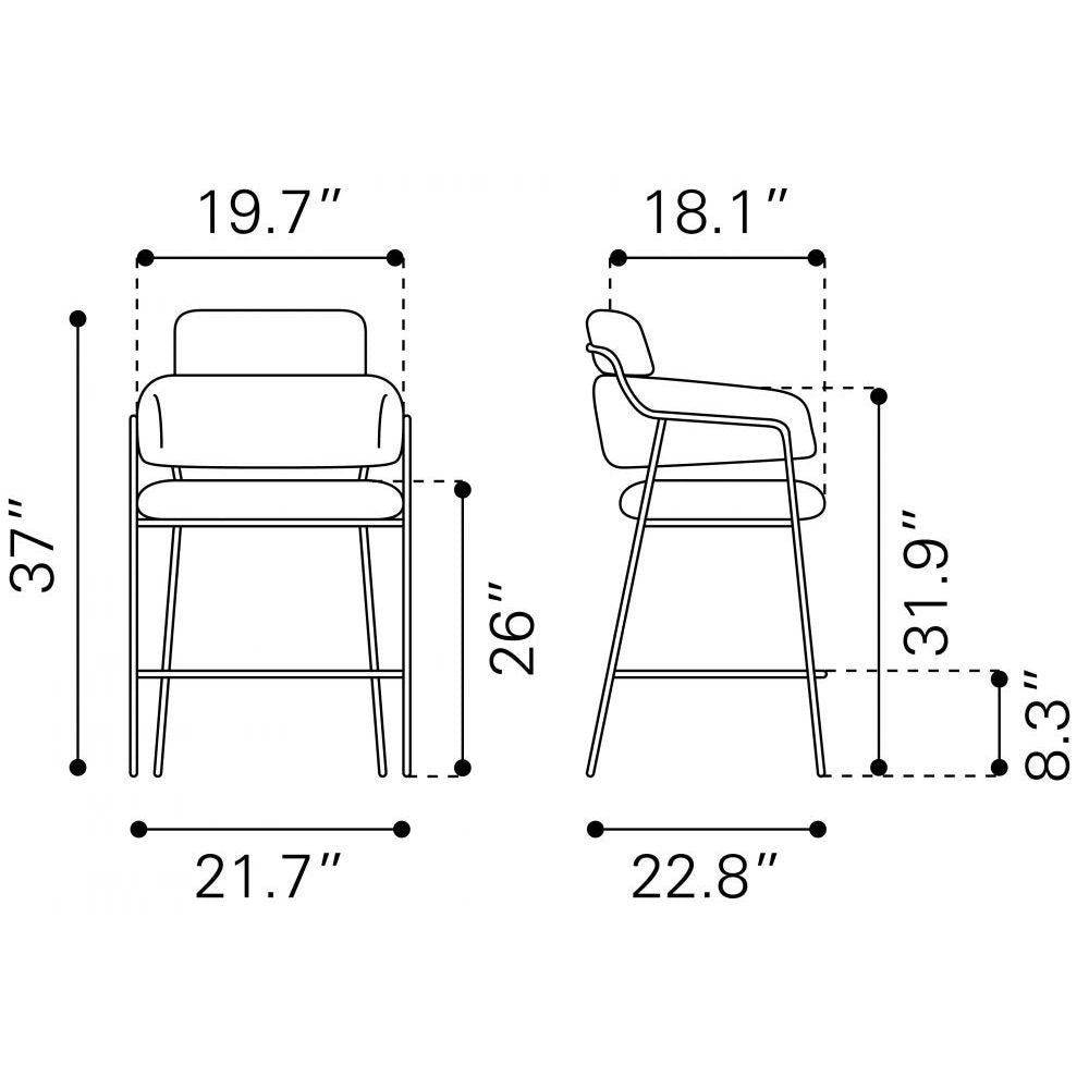 Marcel Counter Stool (Set of 2) Cream