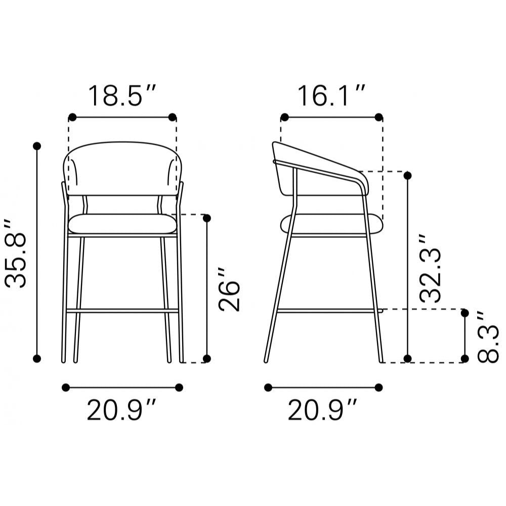 Josephine Counter Stool (Set of 2) Cream