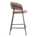 Bar stool with brown cushioned seat and backrest on a white background