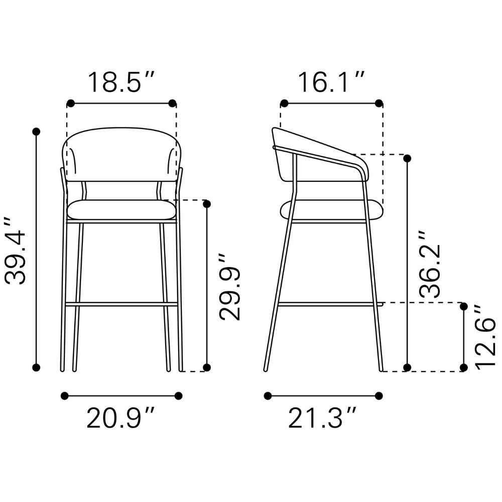 Josephine Barstool (Set of 2) Brown