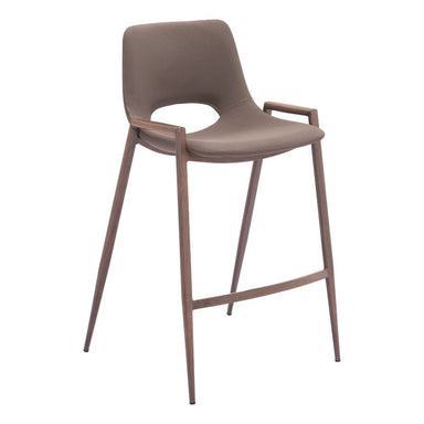 Brown bar stool with a modern design on a white background