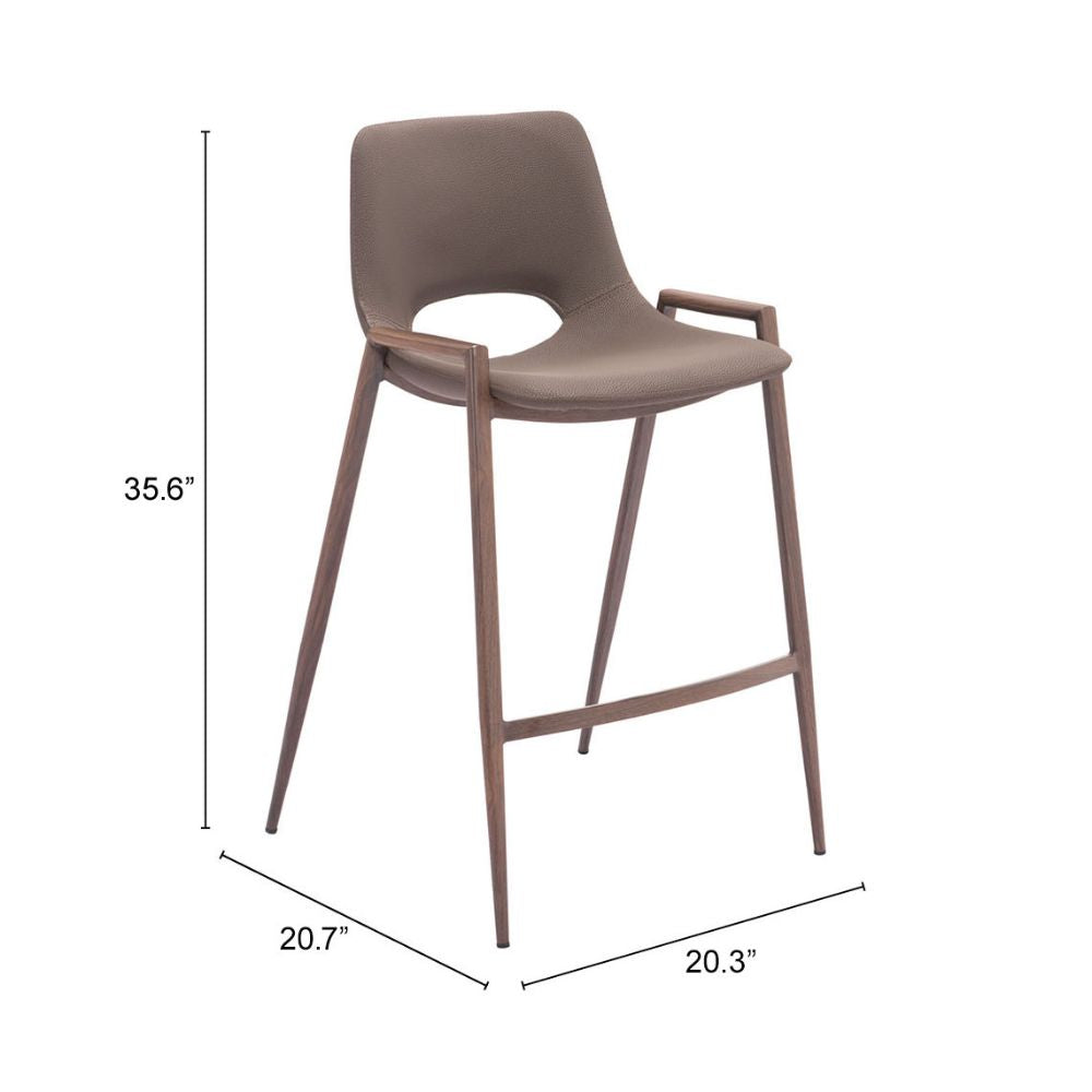 Desi Counter Stool (Set of 2) Brown & Walnut