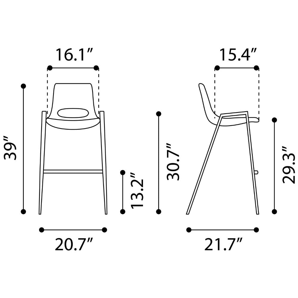 Desi Barstool (Set of 2) Brown & Walnut