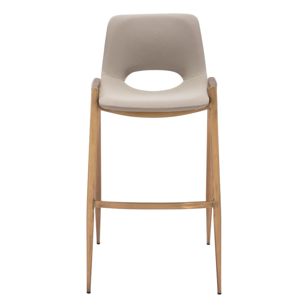 Desi Barstool (Set of 2) Beige & Gold