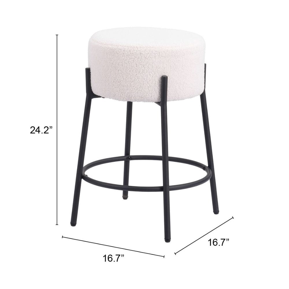 Bar stool with dimensions labeled on a white background