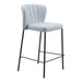Gray bar stool with black legs on a white background
