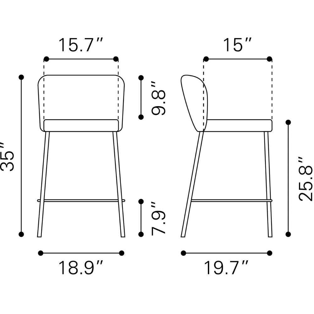 Linz Counter Stool (Set of 2) Gray
