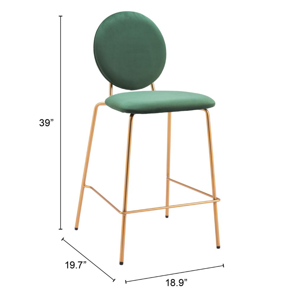 Odessa Counter Stool (Set of 2) Green & Gold