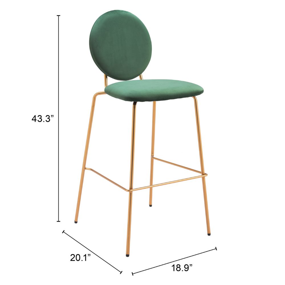 Odessa Barstool (Set of 2) Green & Gold