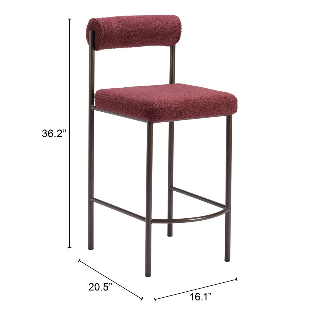 Livorno Counter Stool (Set of 2) Red & Bronze