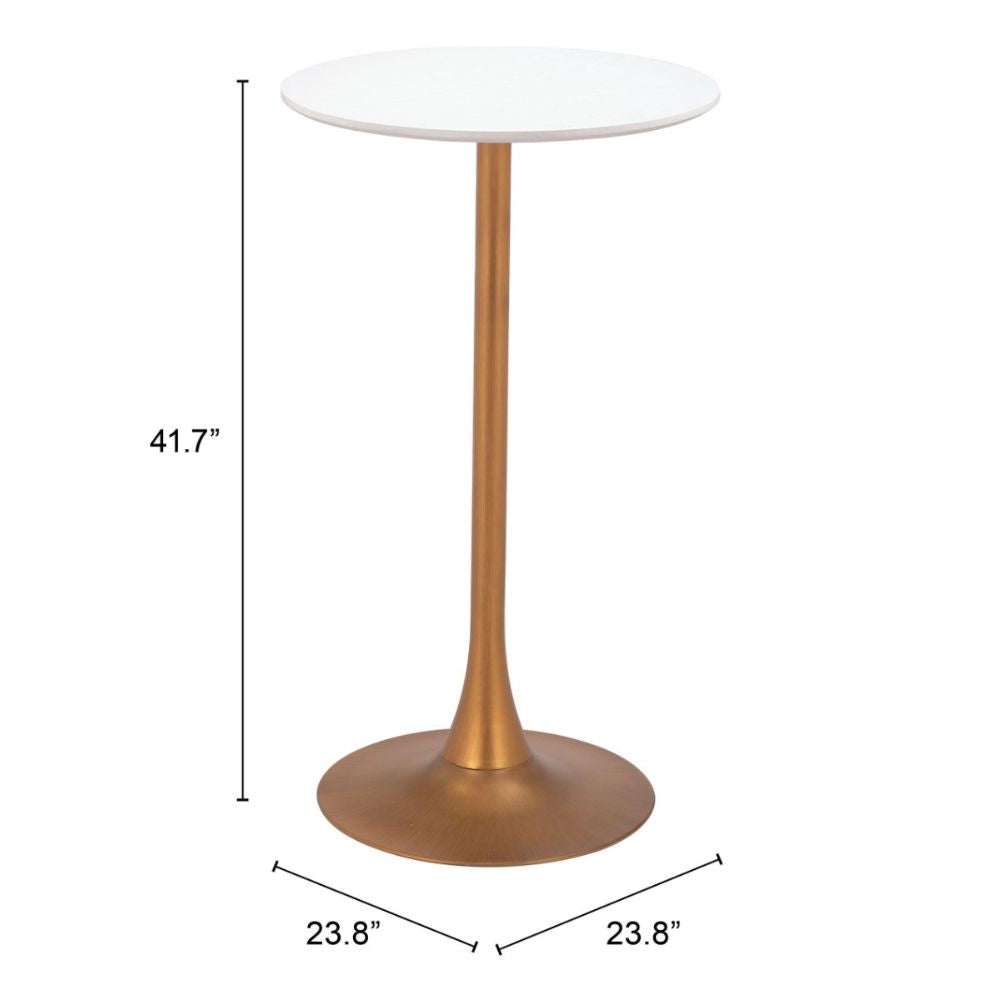 Auray Bar Table White & Gold